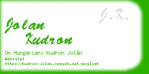 jolan kudron business card